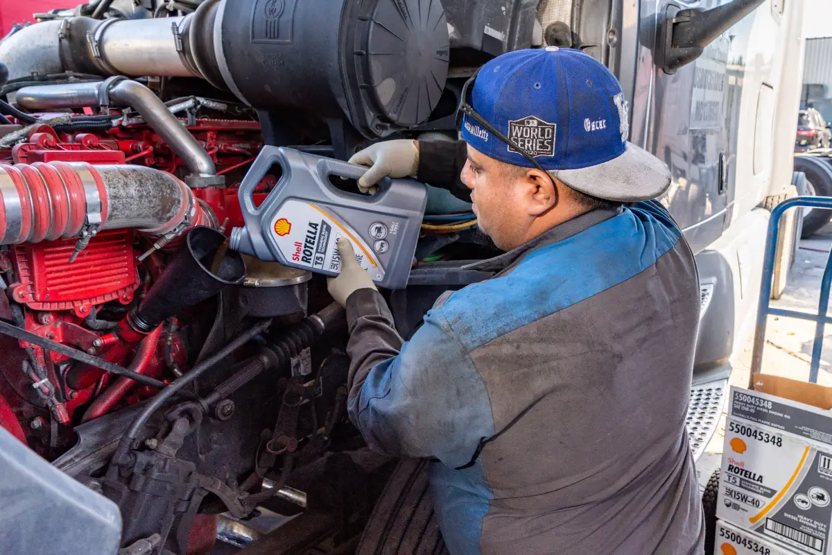 Diesel truck oil and fluid service